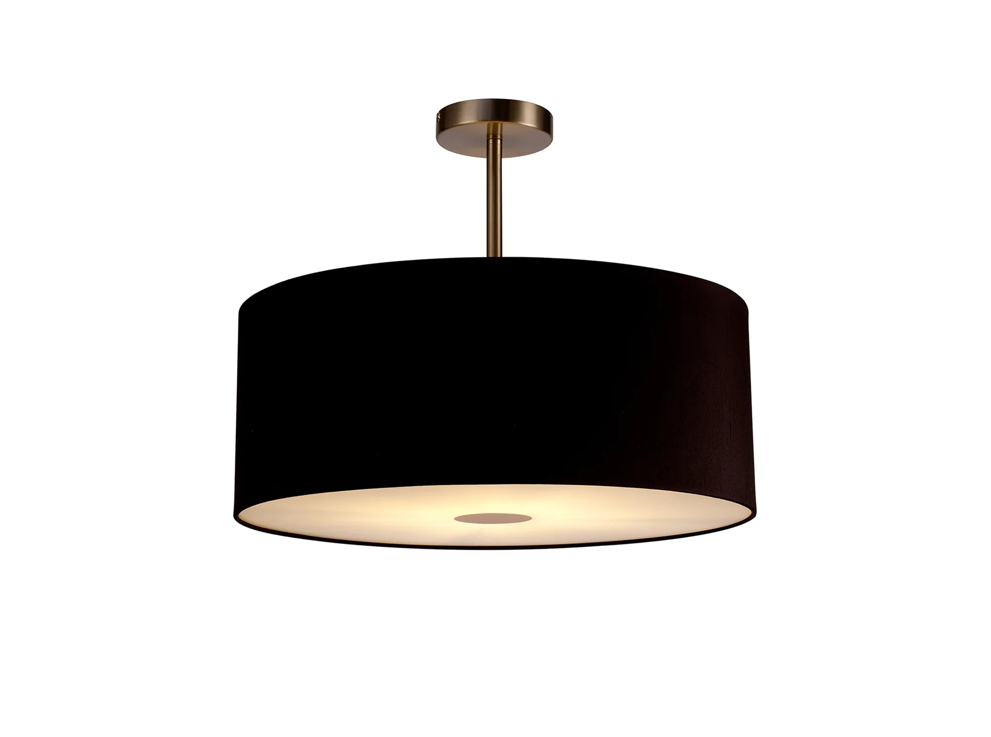 Baymont 50cm Semi Flush 1 Light Satin Nickel, Midnight Black/Green Olive, Frosted Diffuser